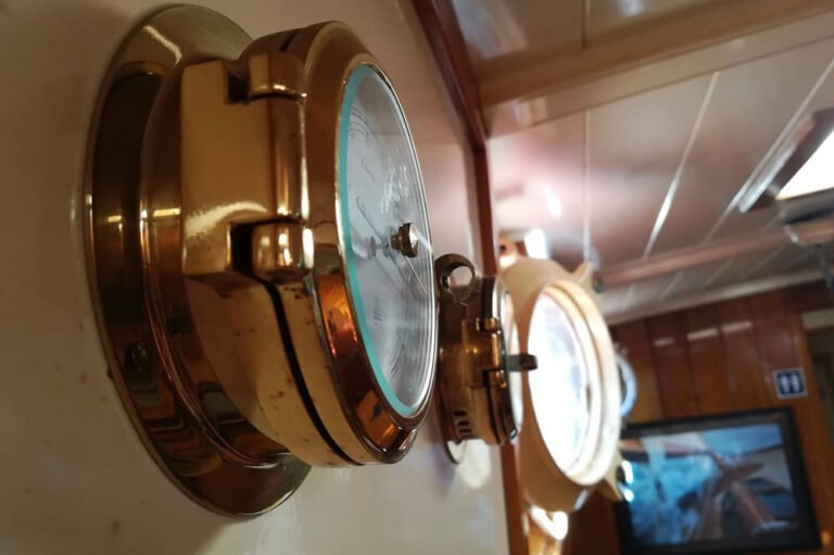 Instrument detail on a classic sailboat