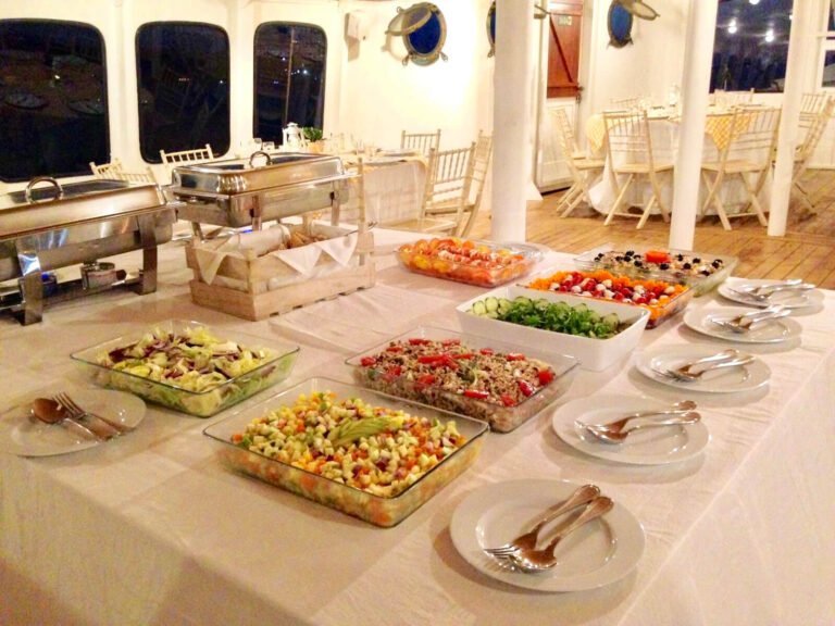 Dinner ready to be served aboard the ship