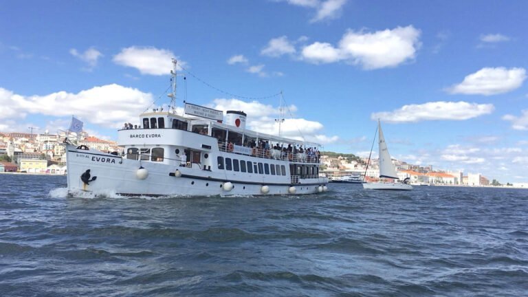Évora Boat navigating the Tagus. One of the largest boats on the Tagus River