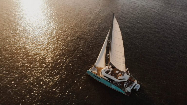 Aerial view of the catamaran