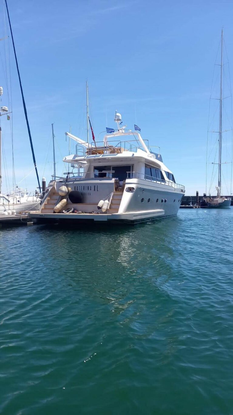 Magnificent luxury yacht moored at the dock
