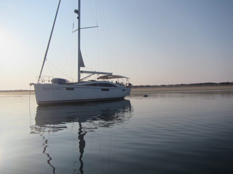 Sailboat photographed in daylight, in the water