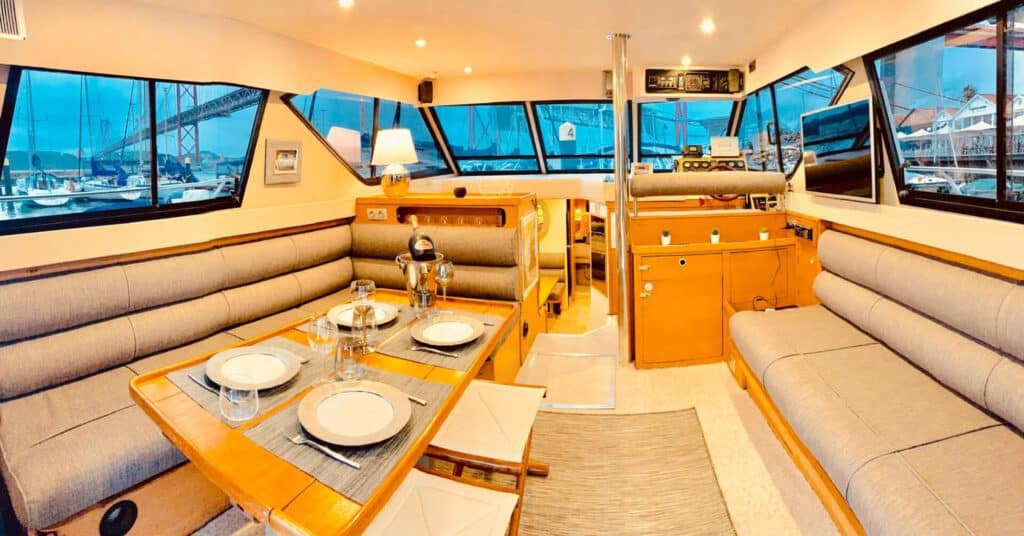 Spacious yacht lounge