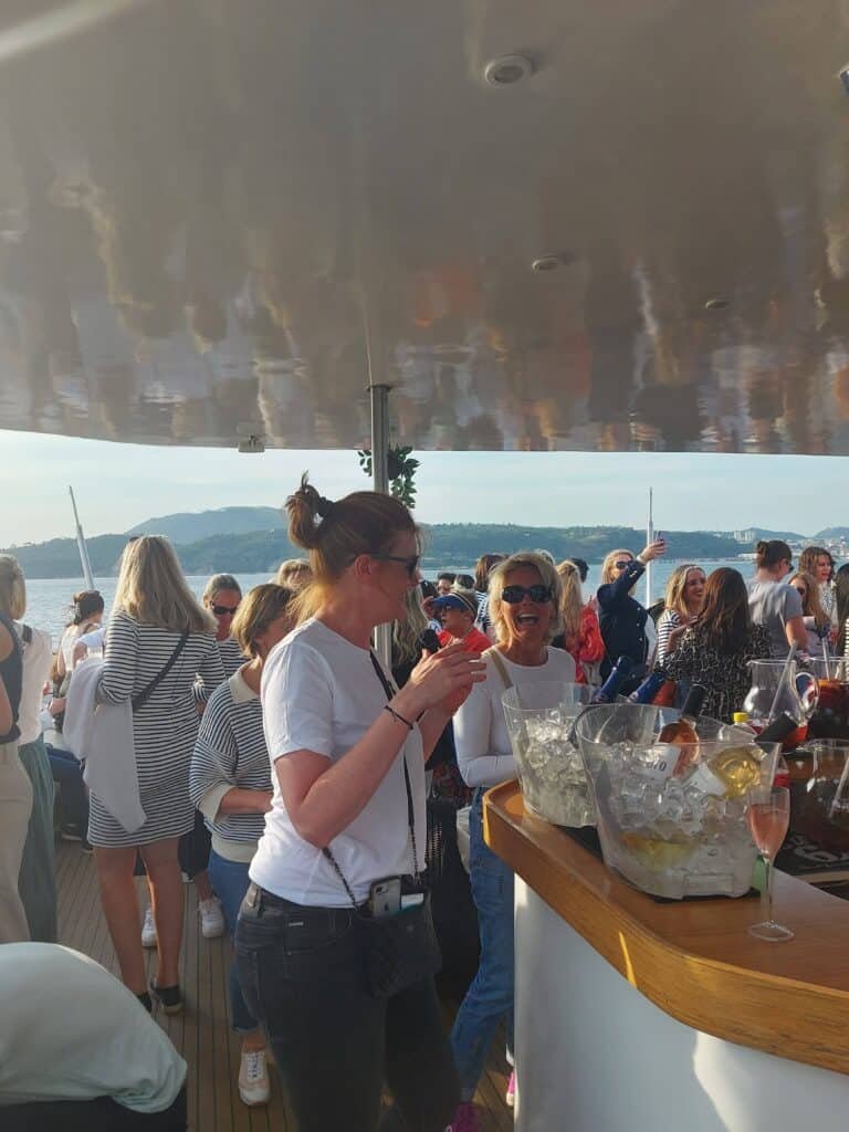 Guests having fun aboard the catamaran