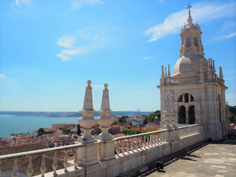 Vista sobre Lisboa e o Tejo desde o topo do Mosteiro de São Vicente de Fora