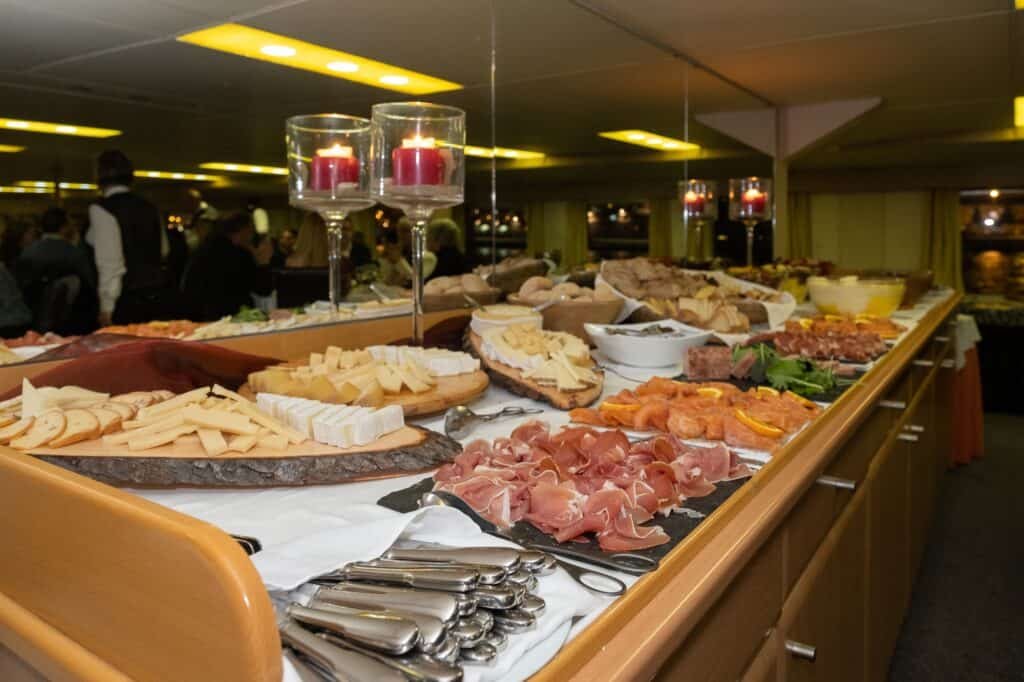 Tapas served during events on board