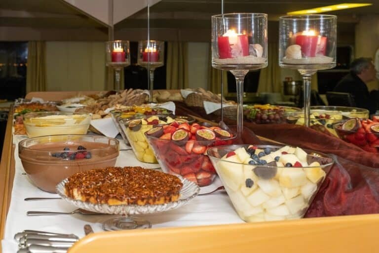 Desserts served on board