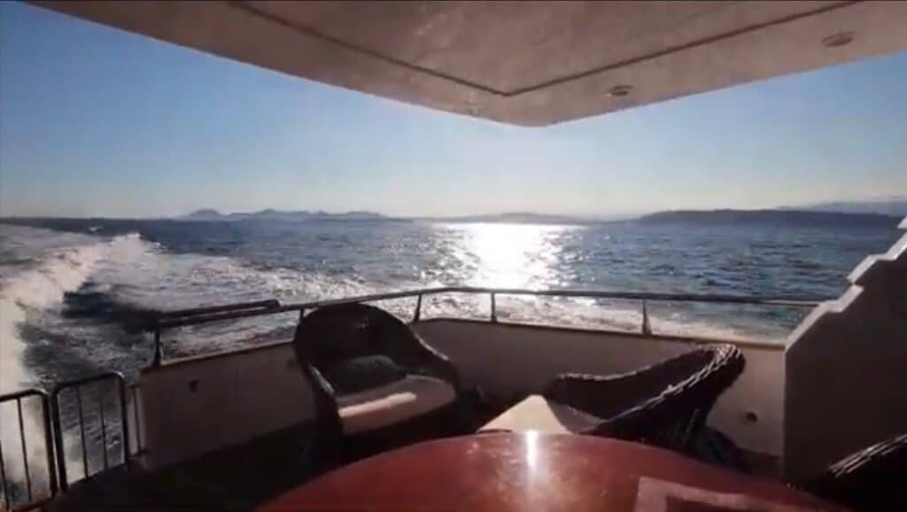 In the stern of the yacht