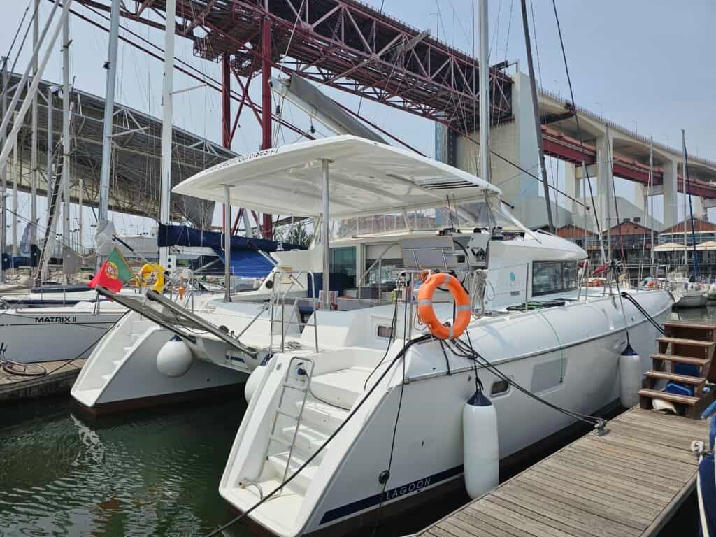 Danuri at Santo Amaro Dock near the 25 de Abril Bridge