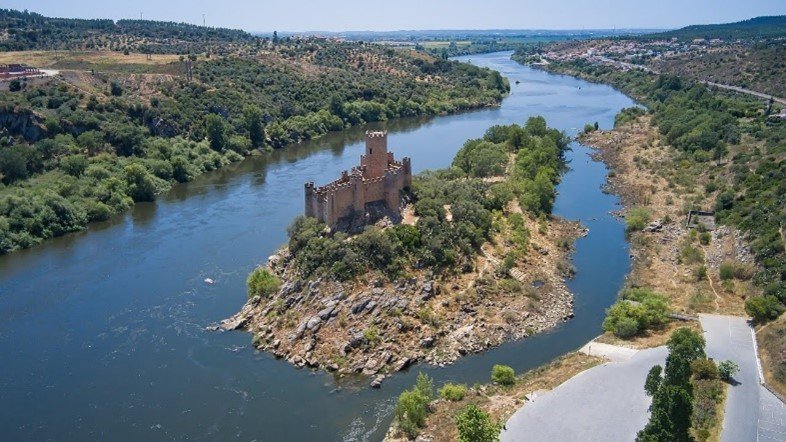Aerial view of Almourol Castle