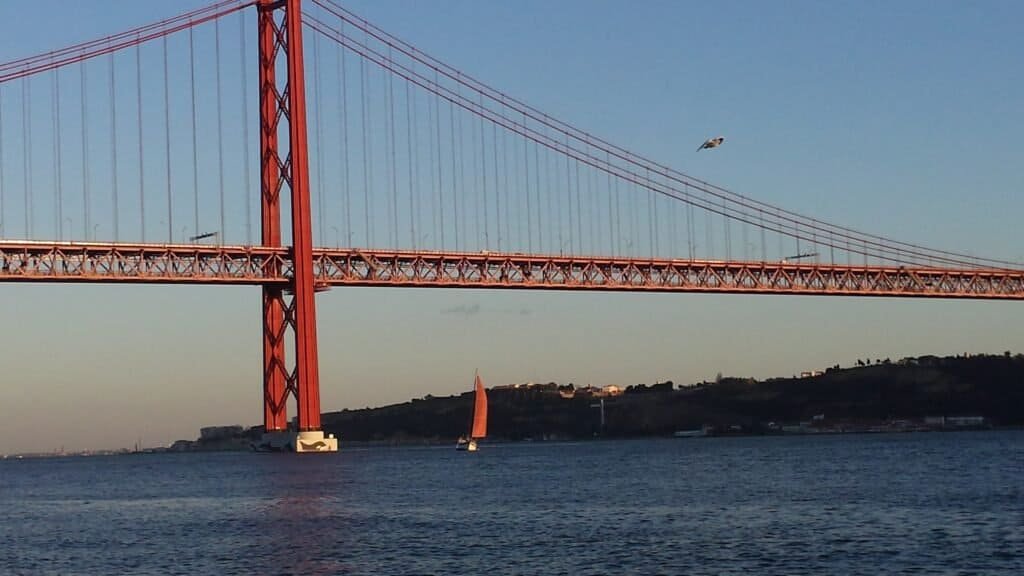 25 April Bridge seen from the Tagus River