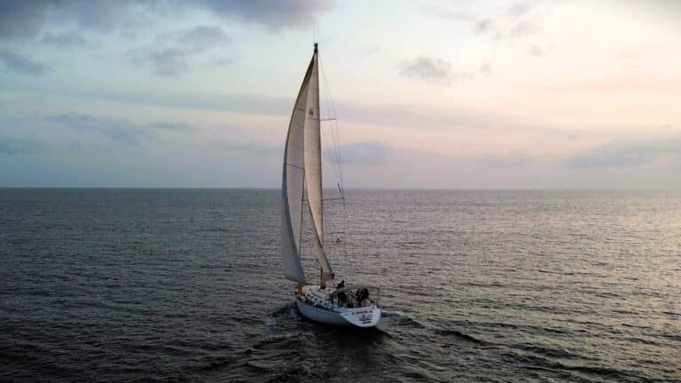 Sailboat navigating through Portuguese waters