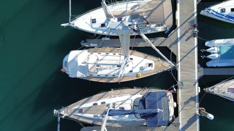 Aerial view of the sailboat
