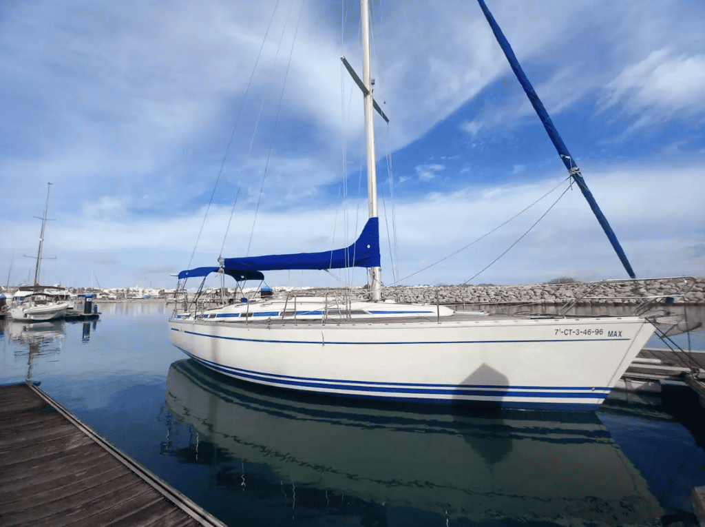 Classic sailboat moored at the dock