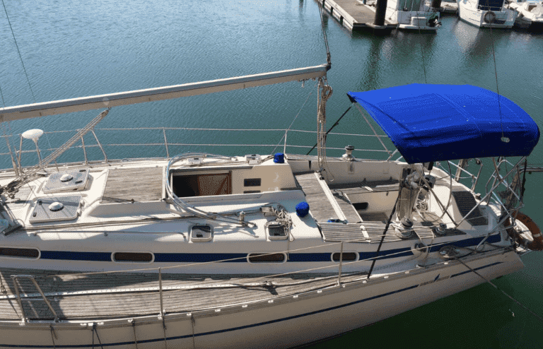 Aerial view of the sailboat's exterior