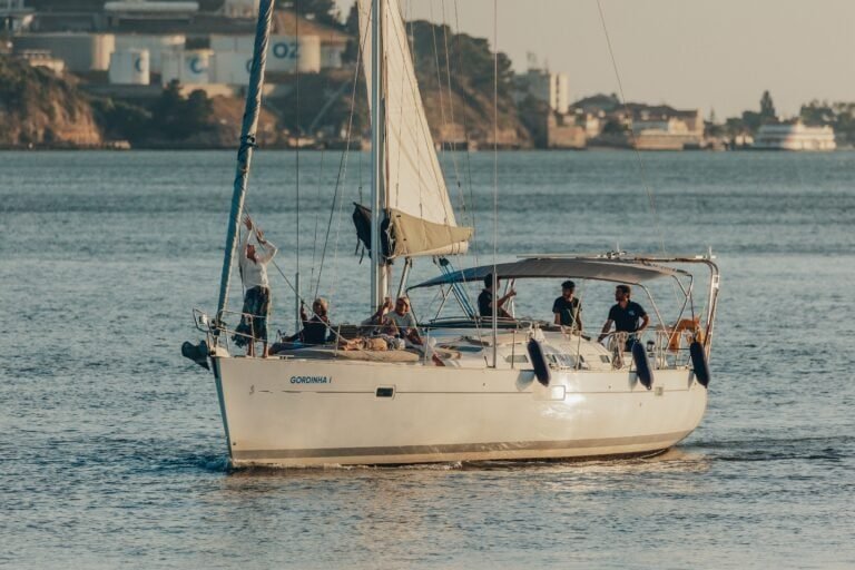 Sunset on the boat with friends