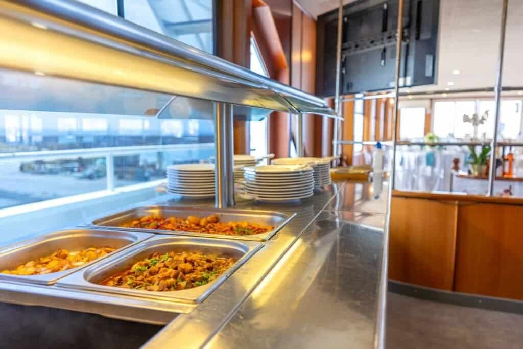 Zona de buffet e localização do catering