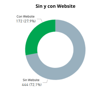 Gráfico de datos de empresas sin y con página web en el sector del turismo náutico en 2025