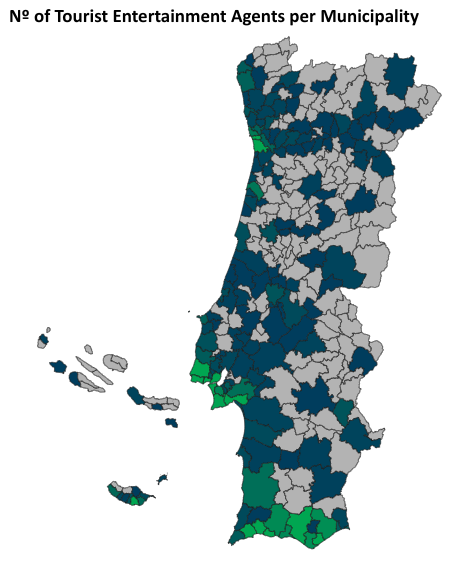 No. of Tourist Entertainment Agents per Municipality in Portugal in 2025