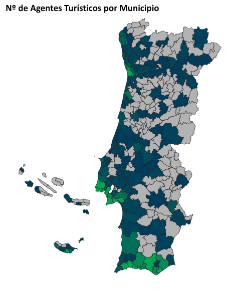 Nº de Agentes Turísticos por Municipio en Portugal en 2025