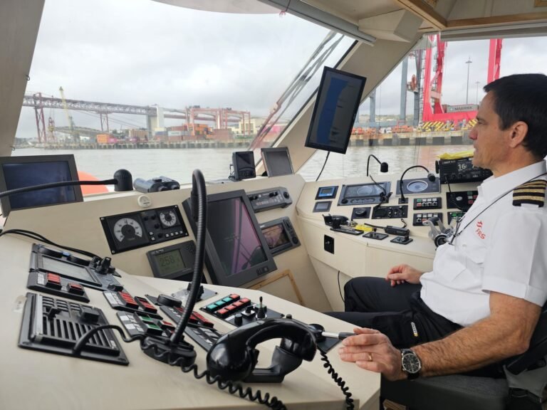 The technological helm station, with a professional crew ensuring safe and precise navigation.