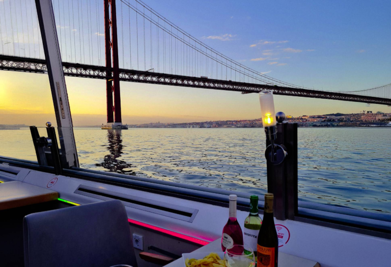 Detail of a late afternoon on board, with drinks served before sunset
