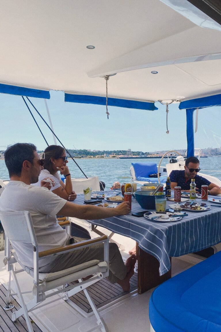 Portuguese snacks and catering served during a private boat tour in Lisbon.