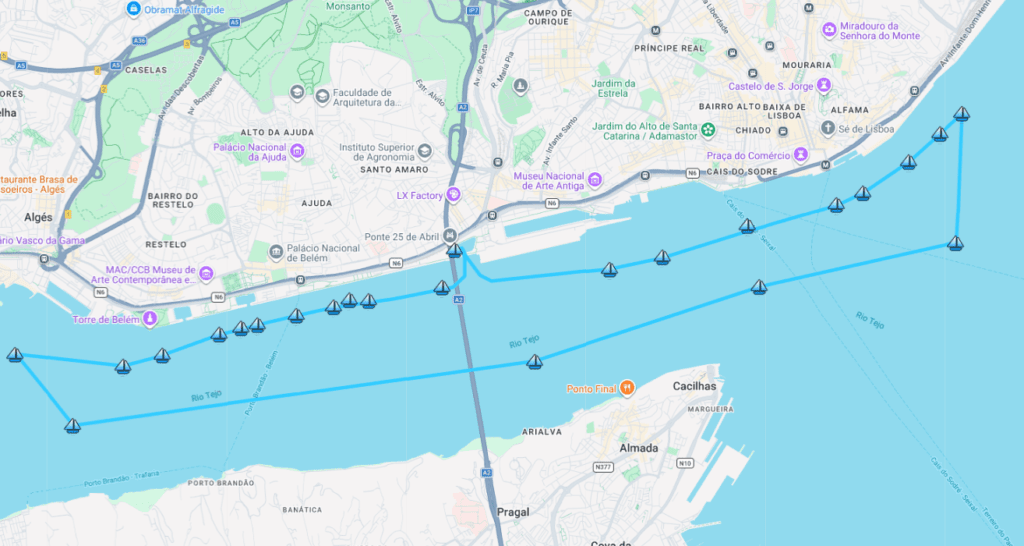 Route for a spectacular boat tour